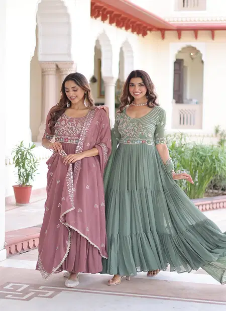 KA 1213 Faux Blooming With Embroidered Work Gown Wholesale Suppliers In Mumbai